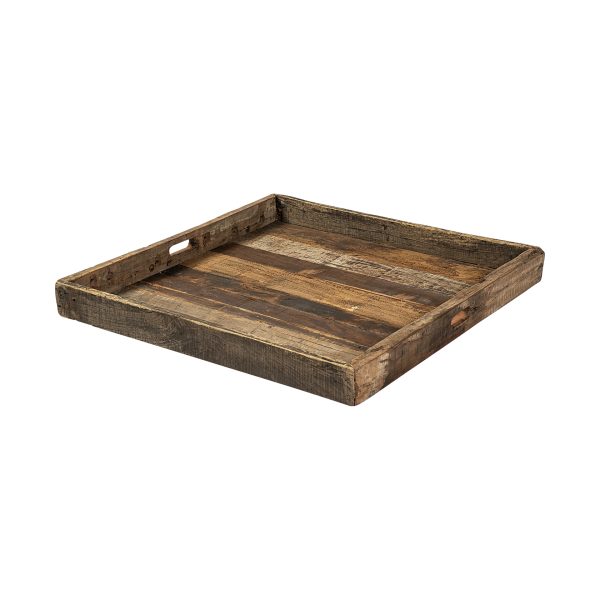Carson Large 30L x 30W Brown Reclaimed Wood Tray