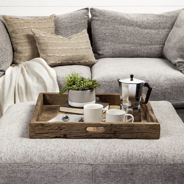 Carson Small 24L x 24W Brown Reclaimed Wood Tray 1