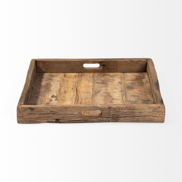 Carson Small 24L x 24W Brown Reclaimed Wood Tray 3