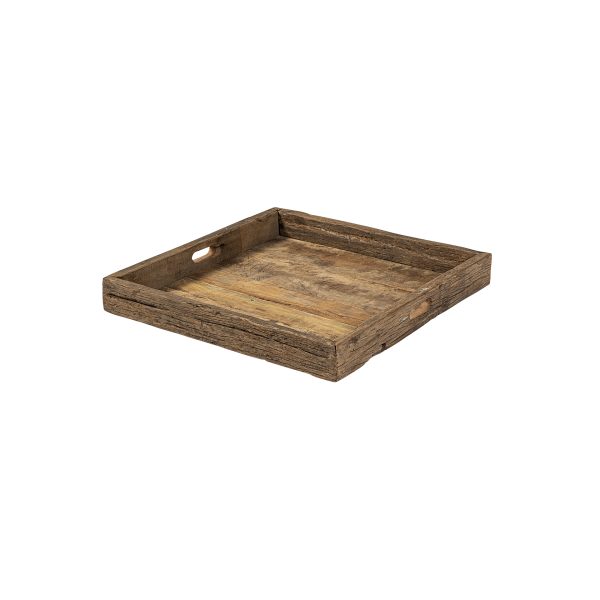 Carson Small 24L x 24W Brown Reclaimed Wood Tray