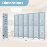 Carved Wooden 4-Panel Room Divider with Folding Design
