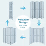 Carved Wooden 4-Panel Room Divider with Folding Design