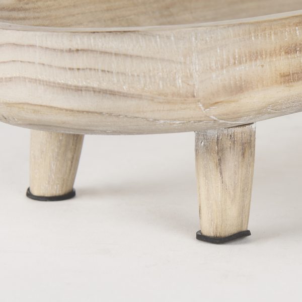 Carver Set of 2 Oblong White Washed Wood Footed Trays 10