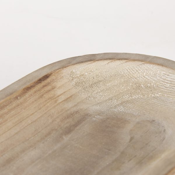 Carver Set of 2 Oblong White Washed Wood Footed Trays 7