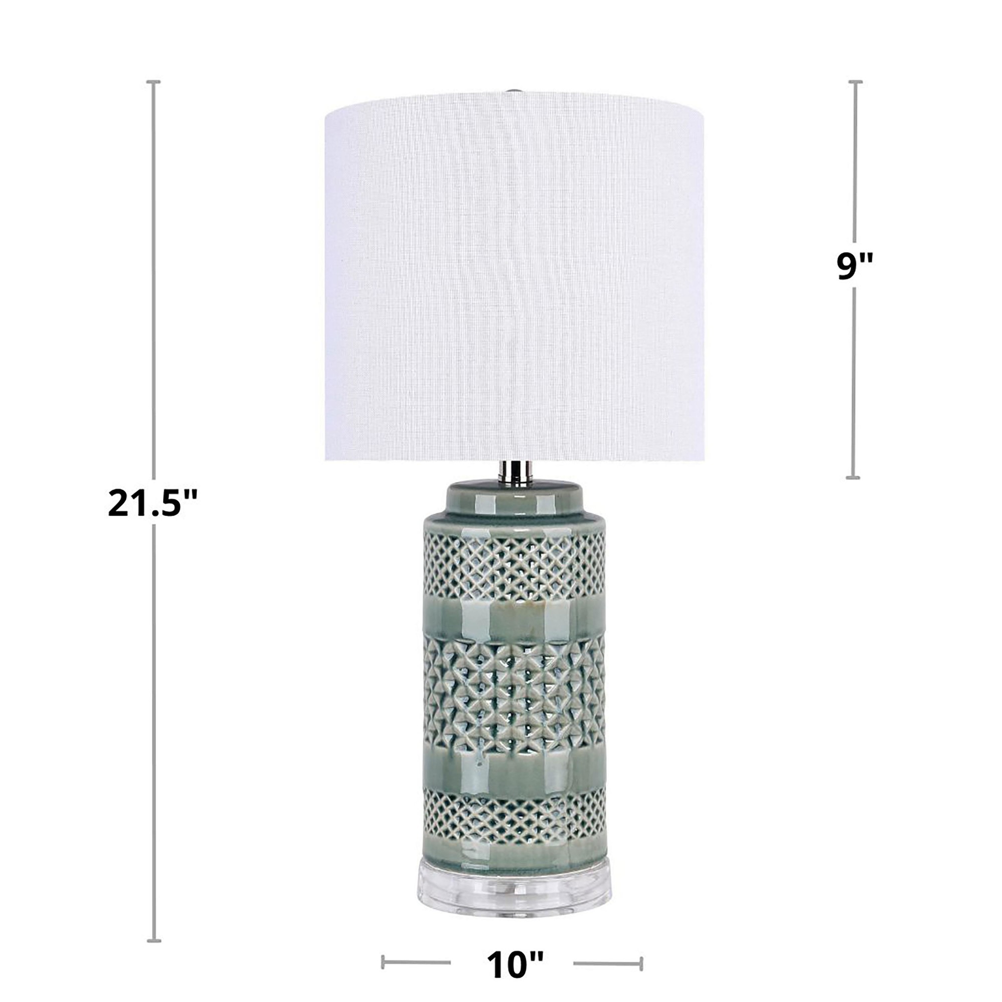 Casa 21-Inch Contemporary Sage Green Ceramic Table Lamps (Set of 2) 5 Casa 21-Inch Contemporary Sage Green Ceramic Table Lamps (Set of 2) - Image 5