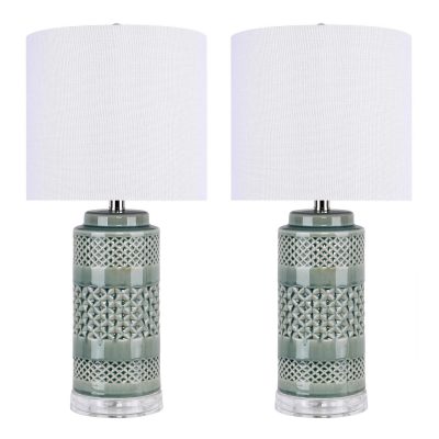 Casa 21-Inch Contemporary Sage Green Ceramic Table Lamps (Set of 2)