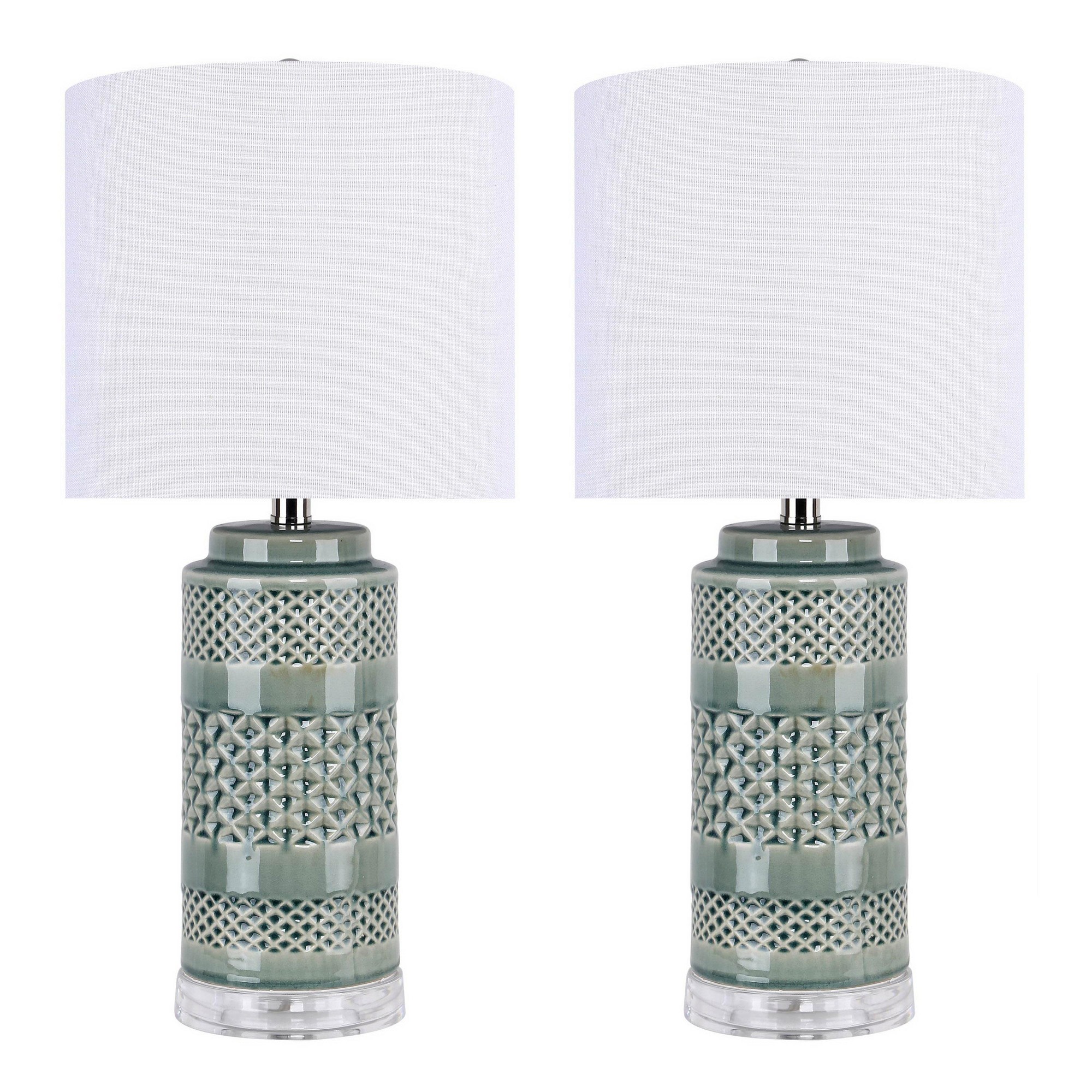 Casa 21-Inch Contemporary Sage Green Ceramic Table Lamps (Set of 2) 1 Casa 21-Inch Contemporary Sage Green Ceramic Table Lamps (Set of 2)