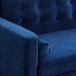 Blue Velvet Loveseat with Mid-Century Modern Design