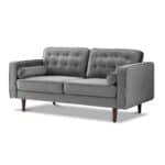 Grey Velvet Loveseat with Mid-Century Modern Design