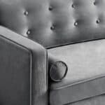 Grey Velvet Loveseat with Mid-Century Modern Design
