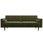 Green Velvet Mid-Century Modern Sofa With Removable Legs