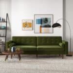 Green Velvet Mid-Century Modern Sofa With Removable Legs