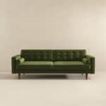 Green Velvet Mid-Century Modern Sofa With Removable Legs