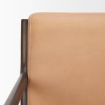 Cashel Accent Chair W/ Dark Brown Wood and Tan Genuine Leather