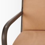 Cashel Accent Chair W/ Dark Brown Wood and Tan Genuine Leather