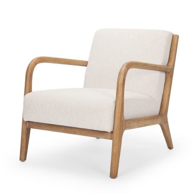 Cashel Accent Chair W/ Medium Brown Wood and Beige Fabric