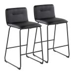 Casper 26-Inch Black Faux Leather Contemporary Counter Stools (Set of 2) 12 Casper 26-Inch Black Faux Leather Contemporary Counter Stools (Set of 2)