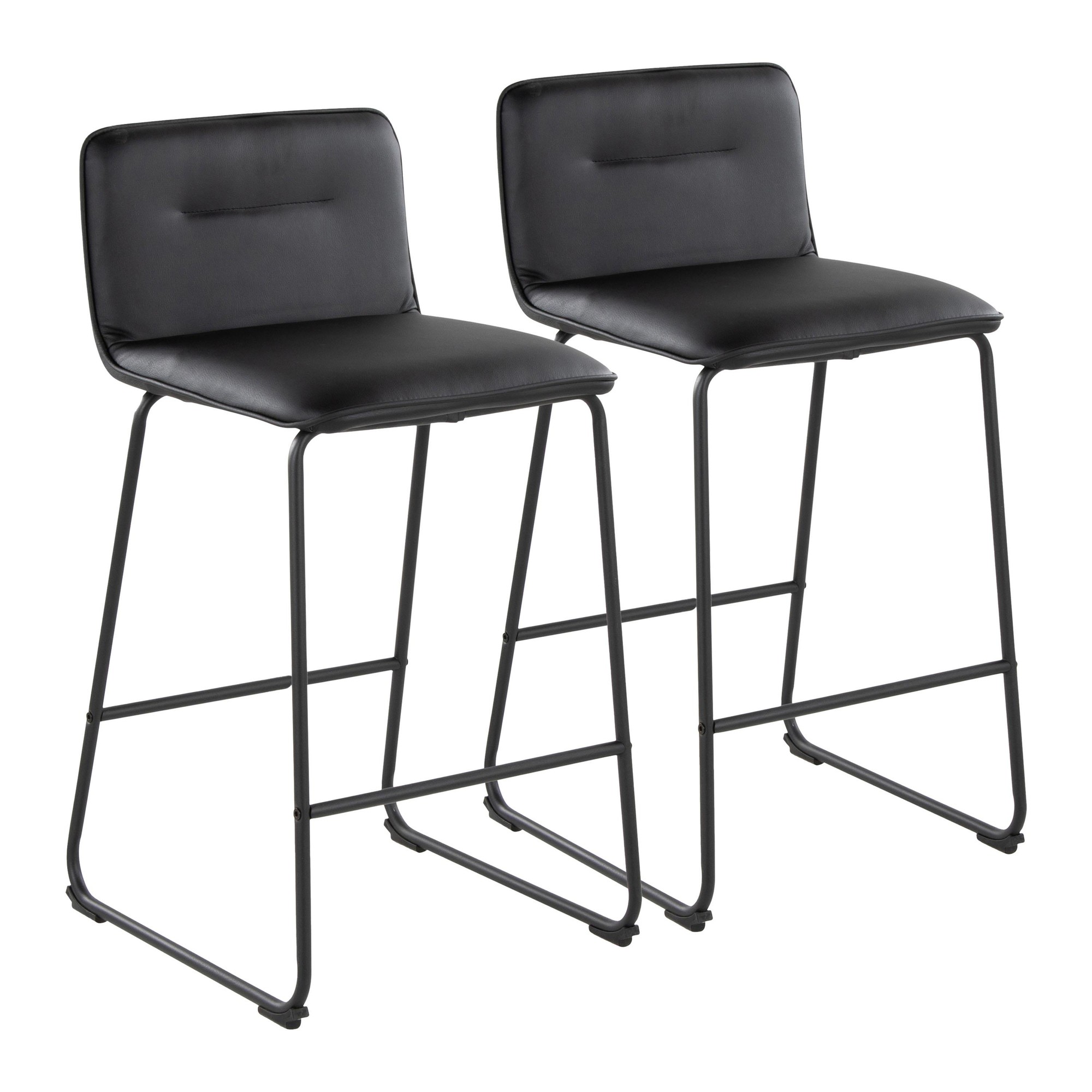 Casper 26-Inch Black Faux Leather Contemporary Counter Stools (Set of 2) 3 Casper 26-Inch Black Faux Leather Contemporary Counter Stools (Set of 2) - Image 3