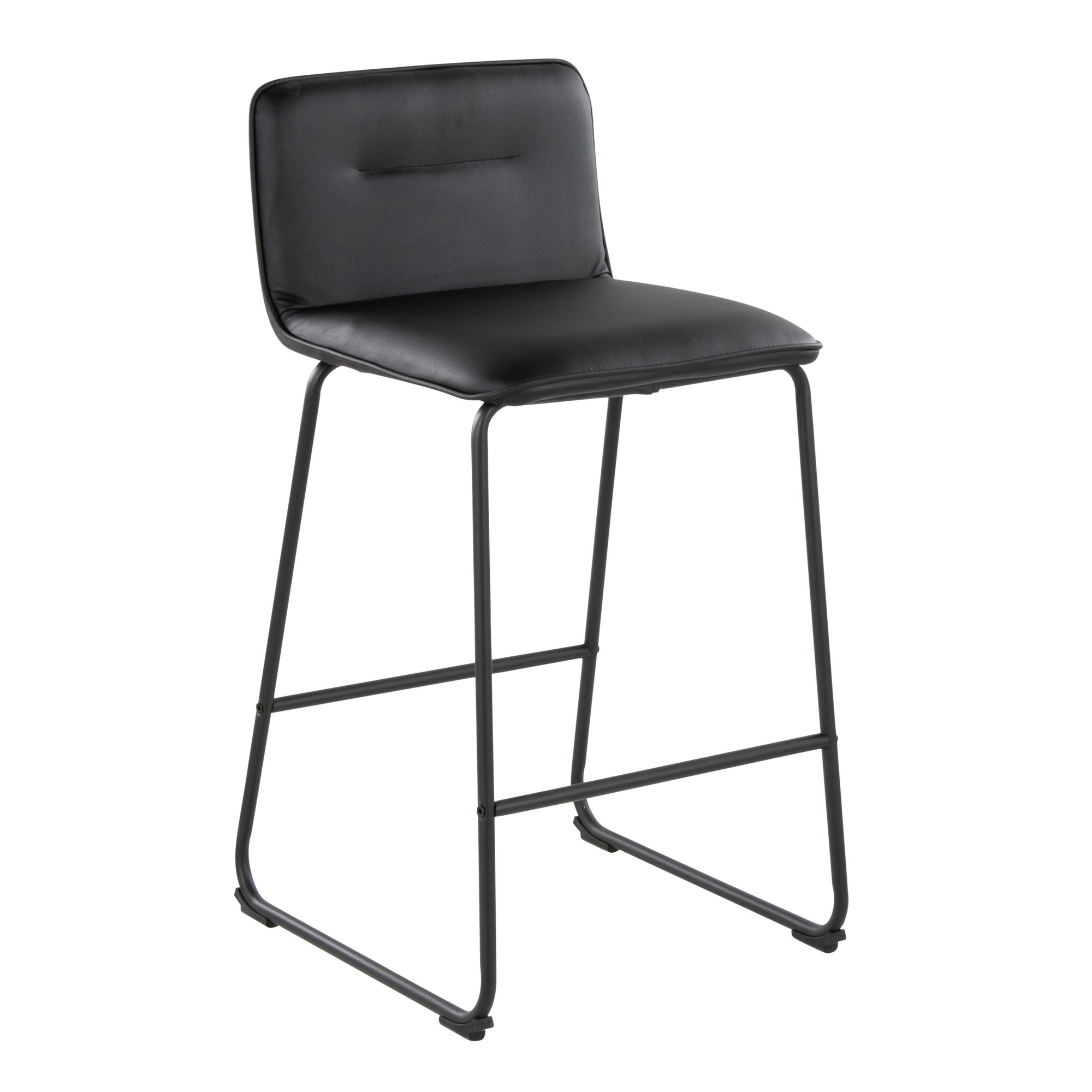 Casper 26-Inch Black Faux Leather Contemporary Counter Stools (Set of 2) 4 Casper 26-Inch Black Faux Leather Contemporary Counter Stools (Set of 2) - Image 4