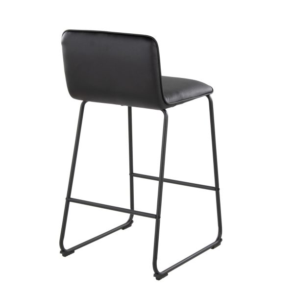 Casper 26 Inch Black Faux Leather Contemporary Counter Stools Set of 2 5