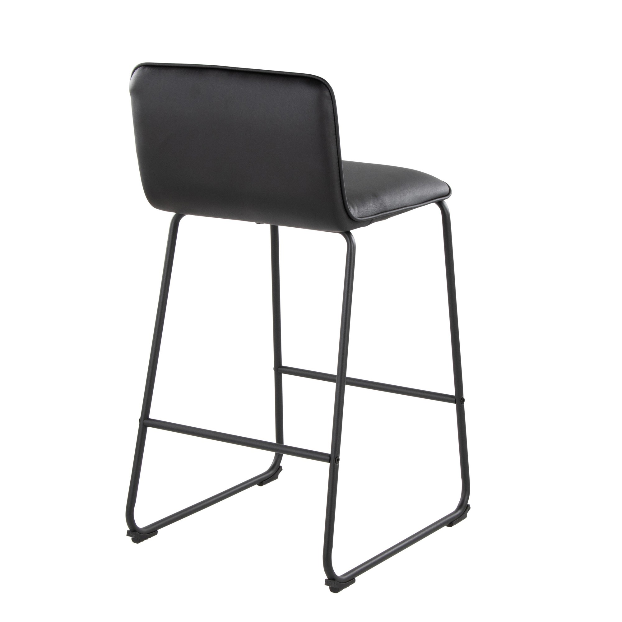 Casper 26-Inch Black Faux Leather Contemporary Counter Stools (Set of 2) 6 Casper 26-Inch Black Faux Leather Contemporary Counter Stools (Set of 2) - Image 6