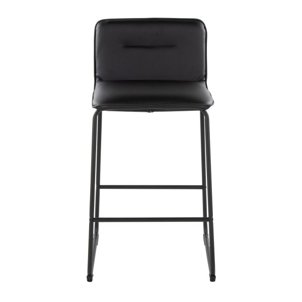Casper 26 Inch Black Faux Leather Contemporary Counter Stools Set of 2 7