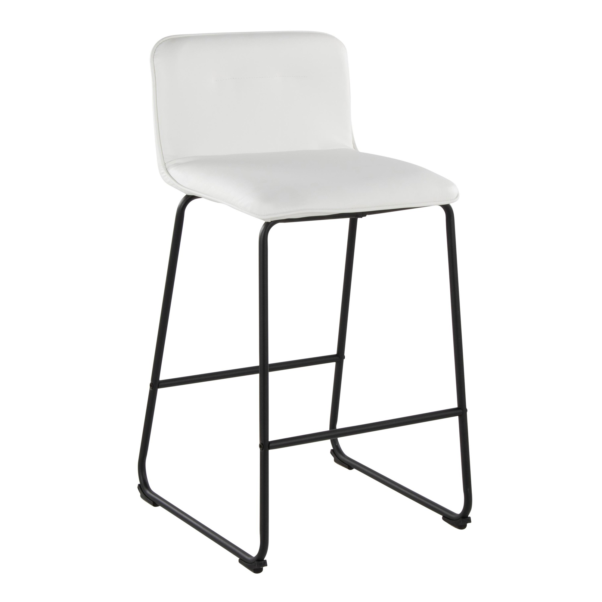 Casper 26-Inch Black Metal White Faux Leather Counter Stools (Set of 2) 4 Casper 26-Inch Black Metal White Faux Leather Counter Stools (Set of 2) - Image 4