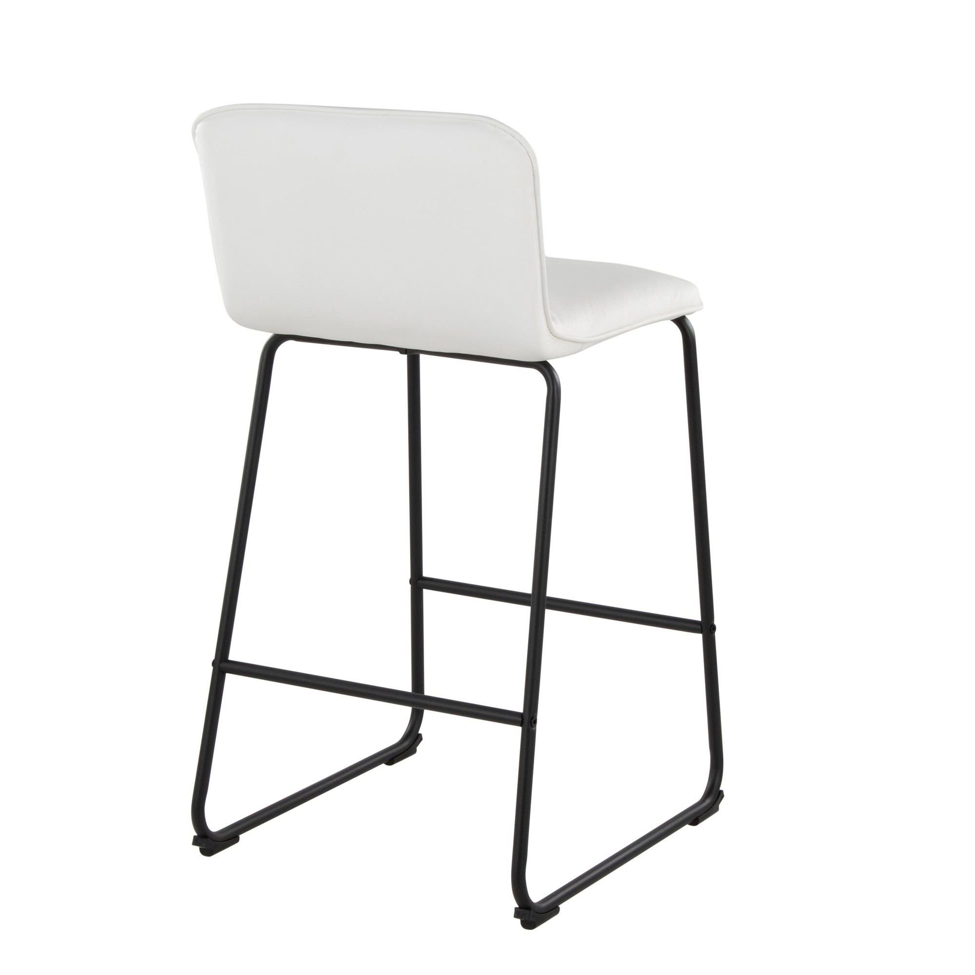 Casper 26-Inch Black Metal White Faux Leather Counter Stools (Set of 2) 6 Casper 26-Inch Black Metal White Faux Leather Counter Stools (Set of 2) - Image 6