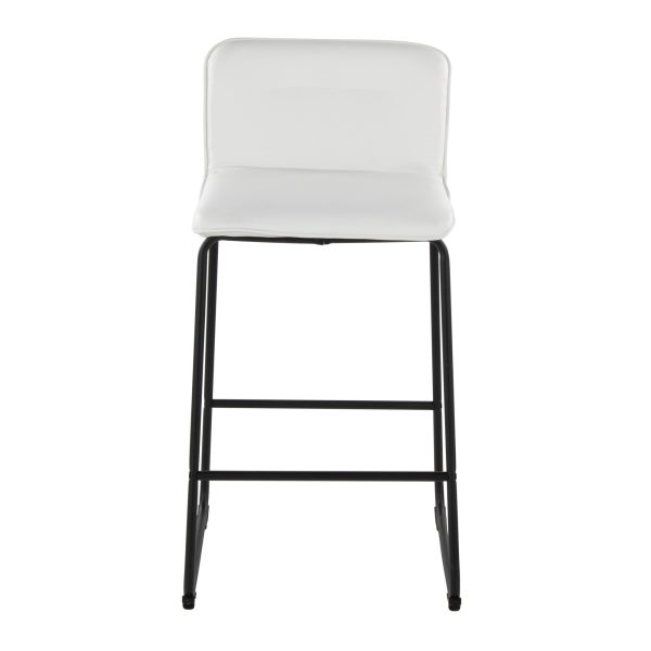 Casper 26 Inch Black Metal White Faux Leather Counter Stools Set of 2 7