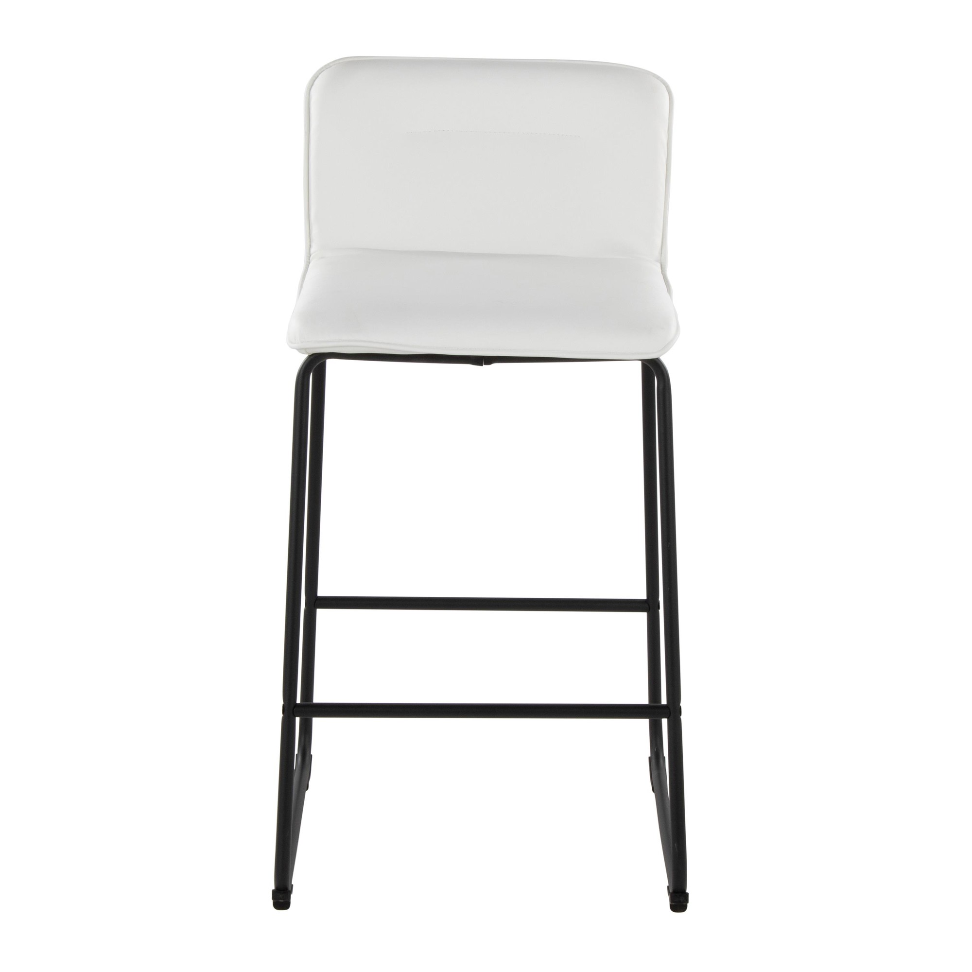 Casper 26-Inch Black Metal White Faux Leather Counter Stools (Set of 2) 8 Casper 26-Inch Black Metal White Faux Leather Counter Stools (Set of 2) - Image 8