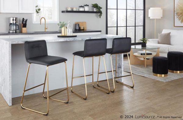 Casper 26 Inch Gold and Black Contemporary Counter Stools Set of 2 1