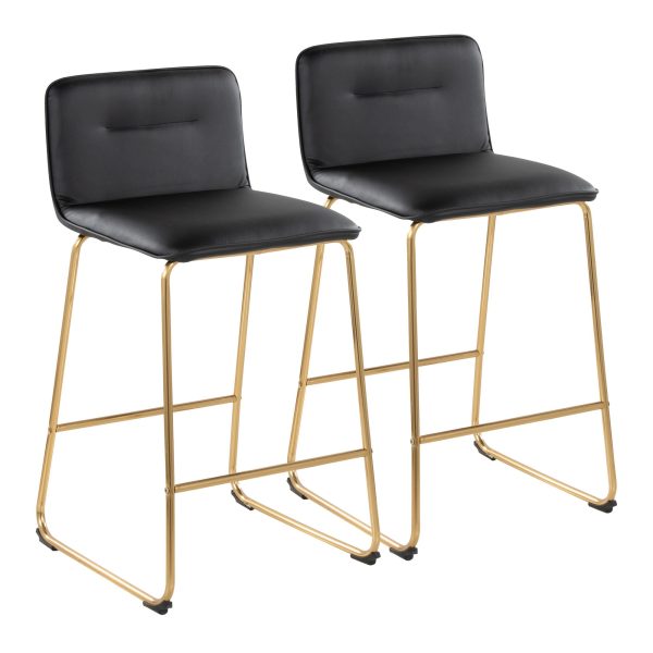 Casper 26 Inch Gold and Black Contemporary Counter Stools Set of 2 2