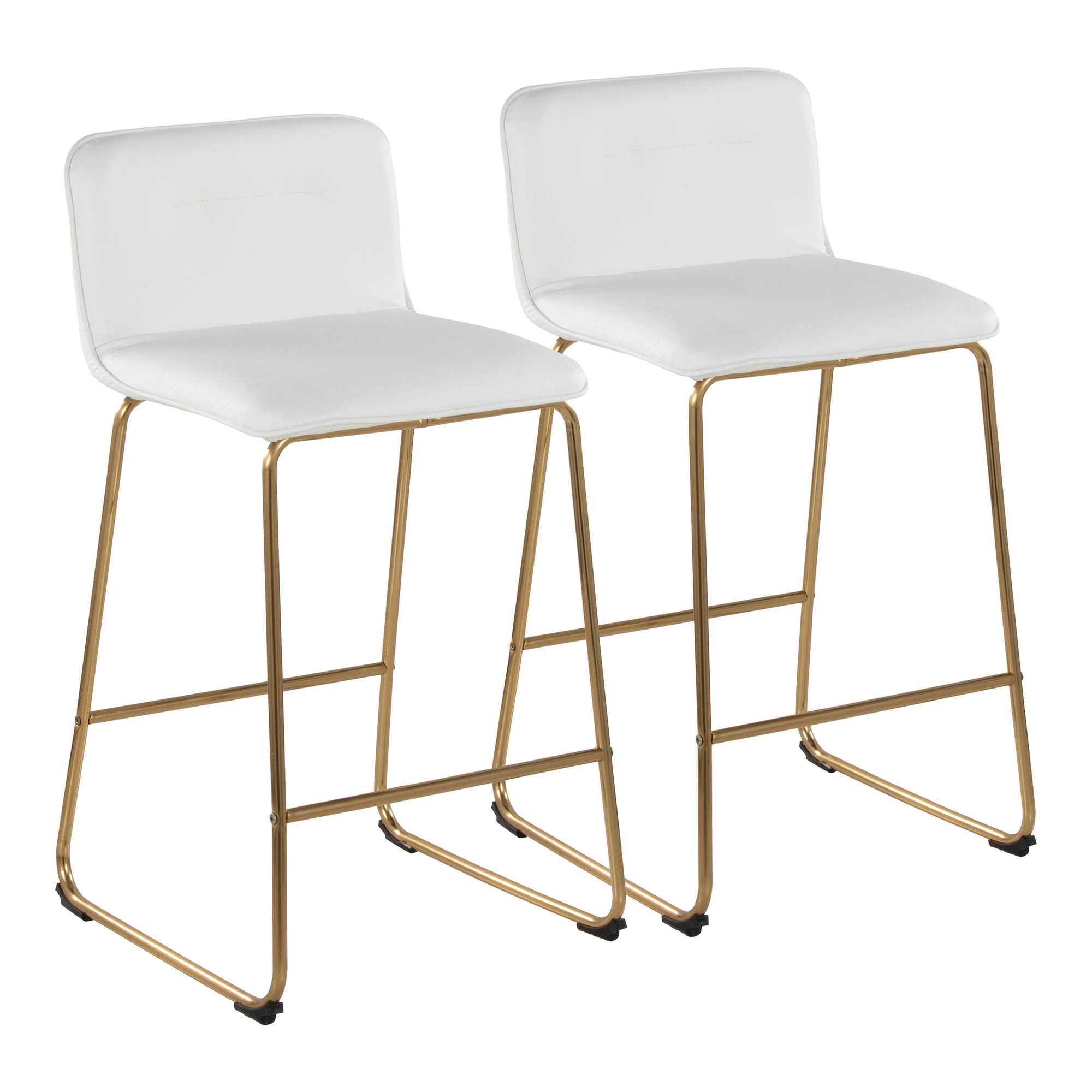 Casper 26-Inch Gold and White Contemporary Counter Stools (Set of 2) 3 Casper 26-Inch Gold and White Contemporary Counter Stools (Set of 2) - Image 3