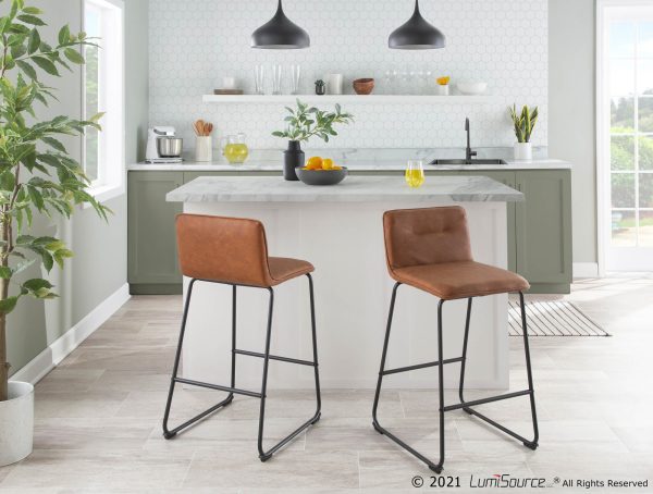 Casper Black Metal Camel Contemporary Counter Stools Set of 2 4