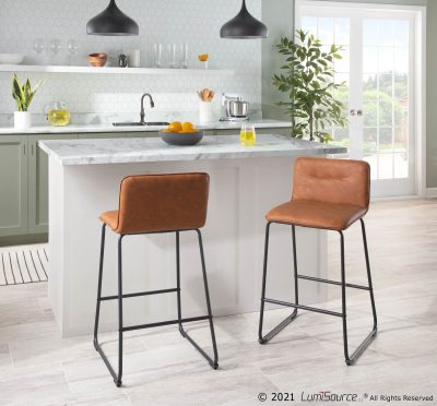 Casper Black Metal Camel Contemporary Counter Stools (Set of 2)