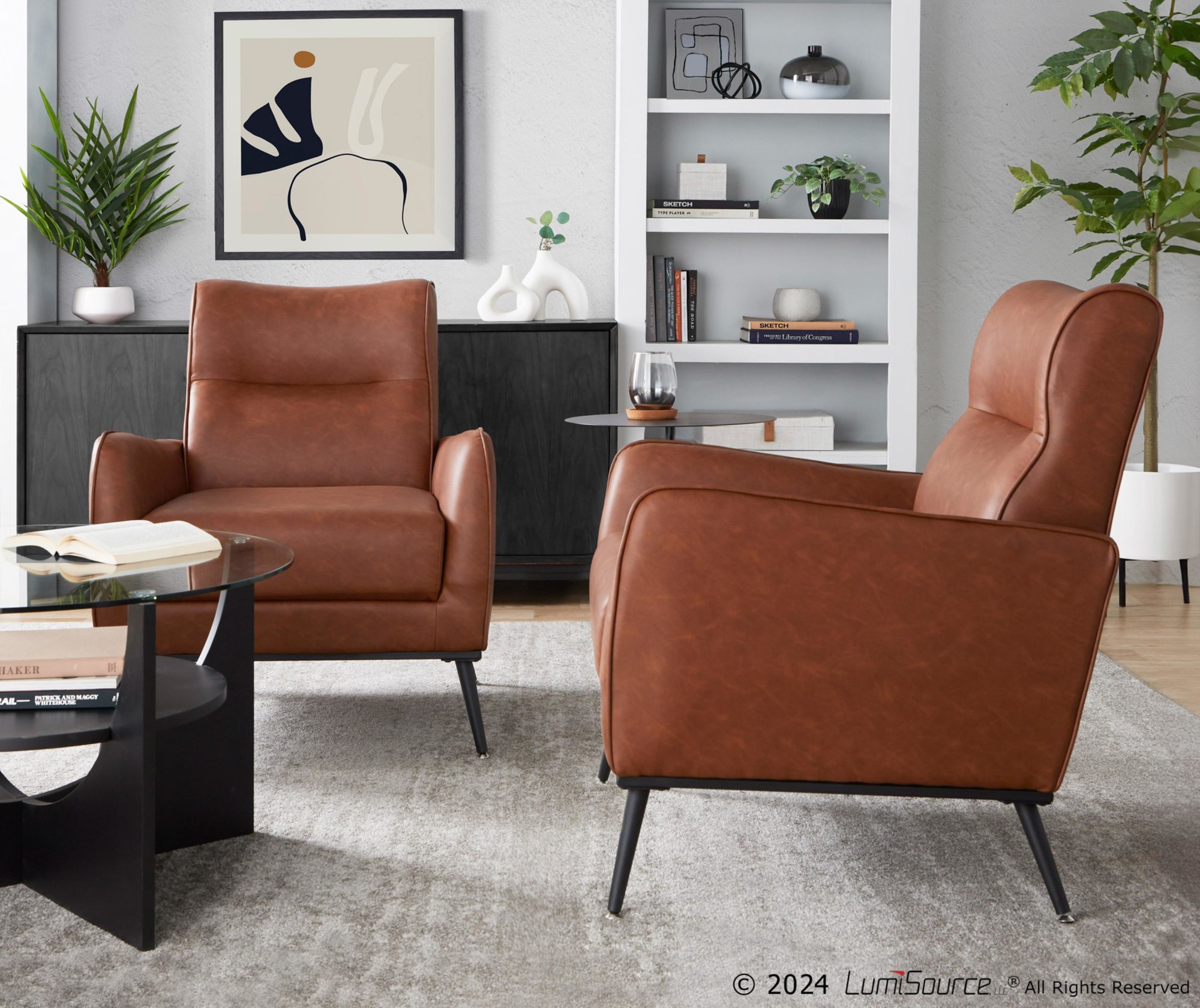 Casper Black Metal Camel Faux Leather Urban Lounger 2 Casper Black Metal Camel Faux Leather Urban Lounger - Image 2