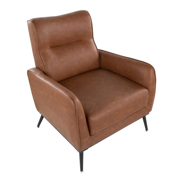 Casper Black Metal Camel Faux Leather Urban Lounger 12