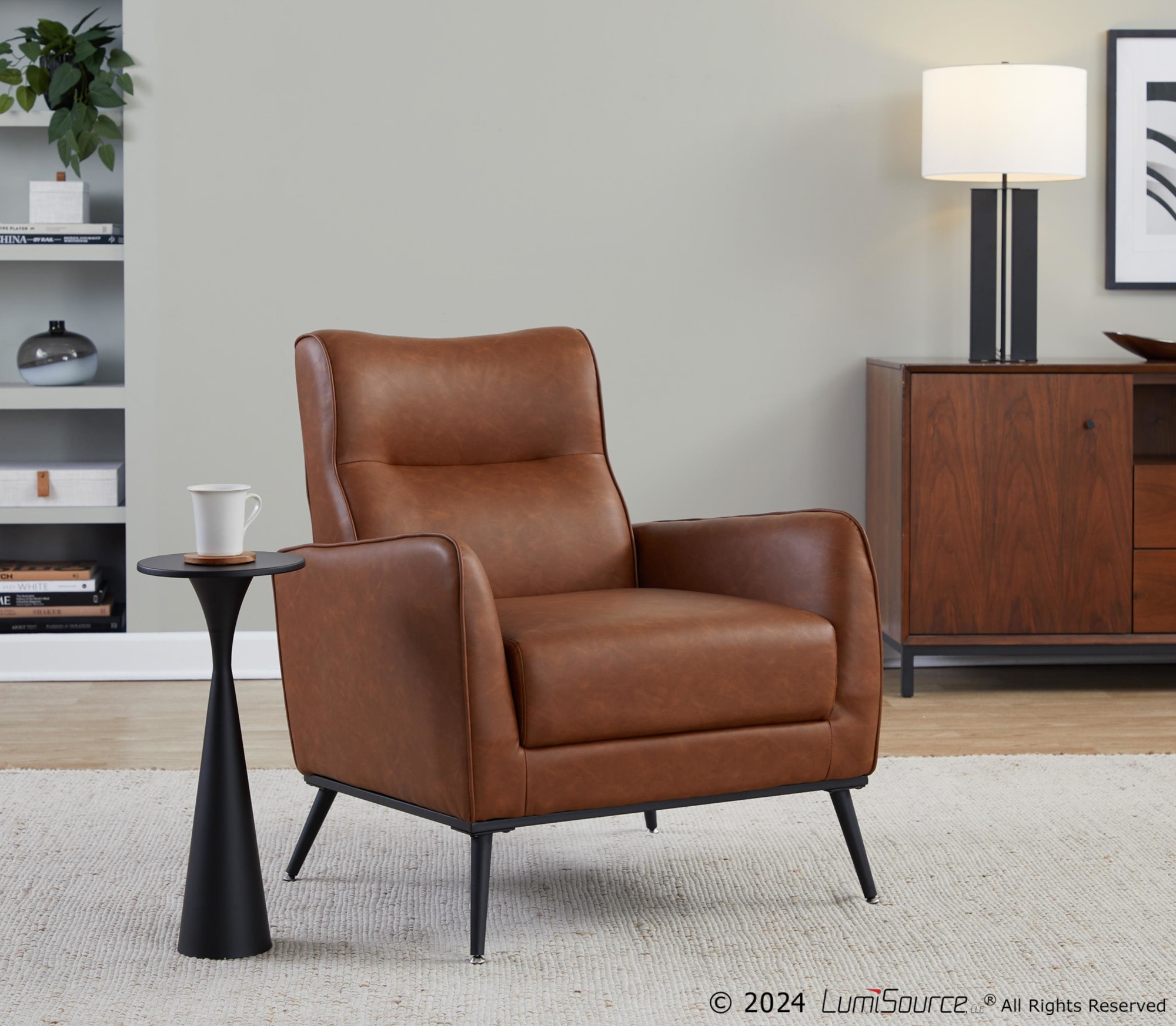 Casper Black Metal Camel Faux Leather Urban Lounger 3 Casper Black Metal Camel Faux Leather Urban Lounger - Image 3