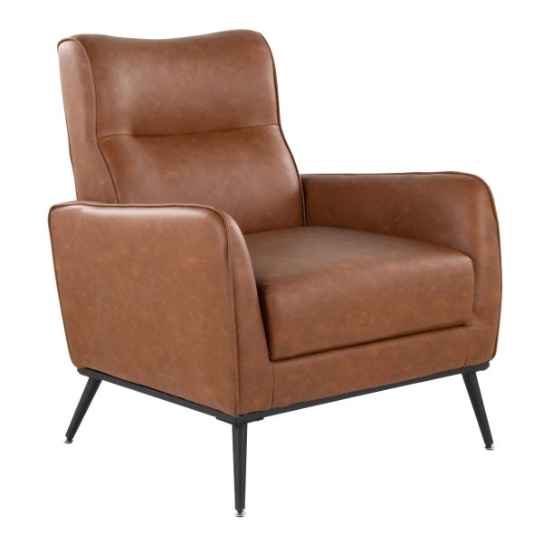 Casper Black Metal Camel Faux Leather Urban Lounger 7