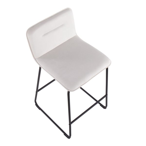 Casper Black Metal Cream Velvet Contemporary Counter Stool Set of 2 10