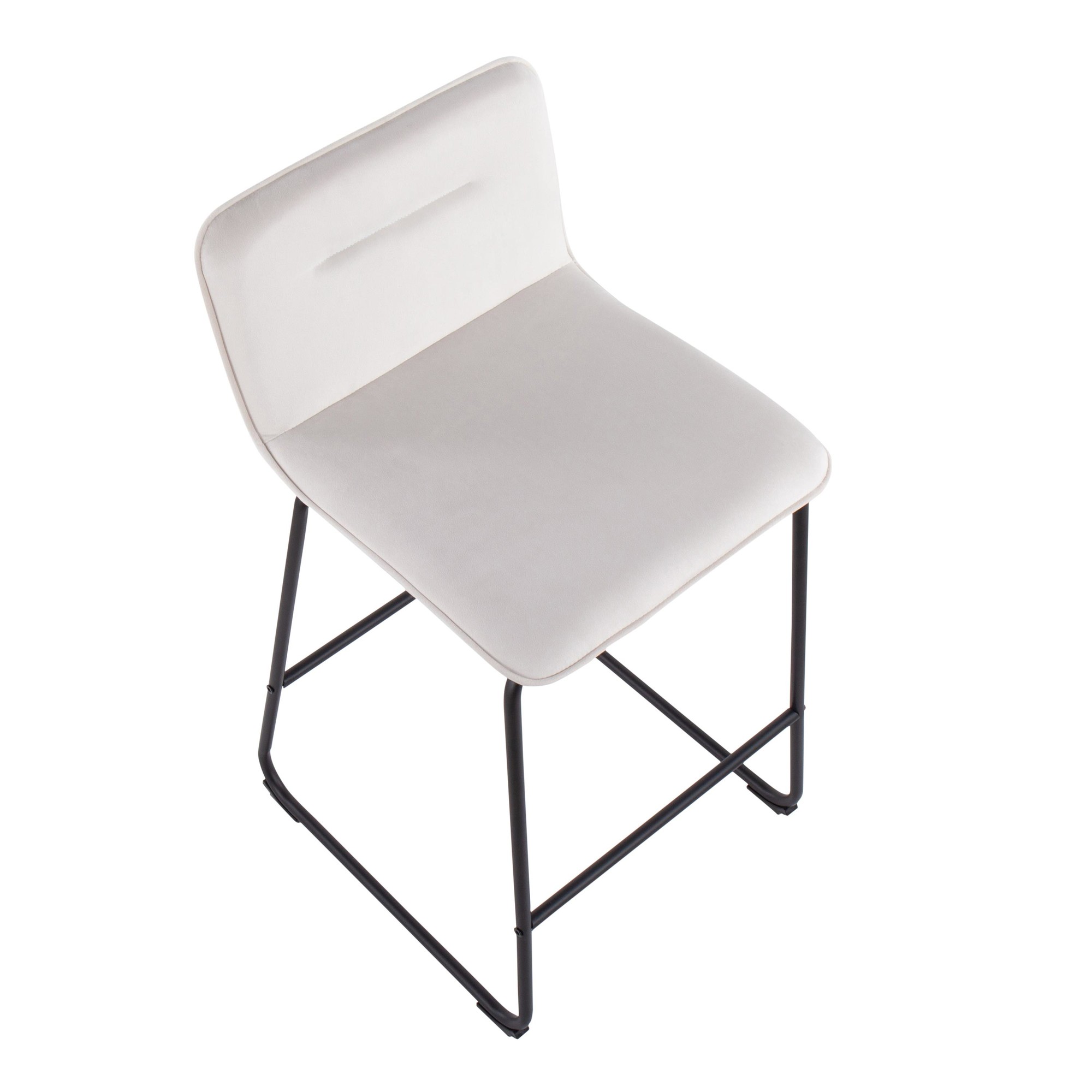 Casper Black Metal Cream Velvet Contemporary Counter Stool (Set of 2) 11 Casper Black Metal Cream Velvet Contemporary Counter Stool (Set of 2) - Image 11