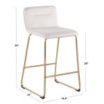 Casper Black Metal Cream Velvet Contemporary Counter Stool (Set of 2) 25 Casper Black Metal Cream Velvet Contemporary Counter Stool (Set of 2)