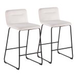 Casper Black Metal Cream Velvet Contemporary Counter Stool (Set of 2) 18 Casper Black Metal Cream Velvet Contemporary Counter Stool (Set of 2)