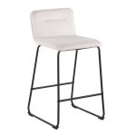 Casper Black Metal Cream Velvet Contemporary Counter Stool (Set of 2) 19 Casper Black Metal Cream Velvet Contemporary Counter Stool (Set of 2)