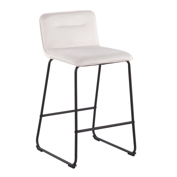 Casper Black Metal Cream Velvet Contemporary Counter Stool Set of 2 5
