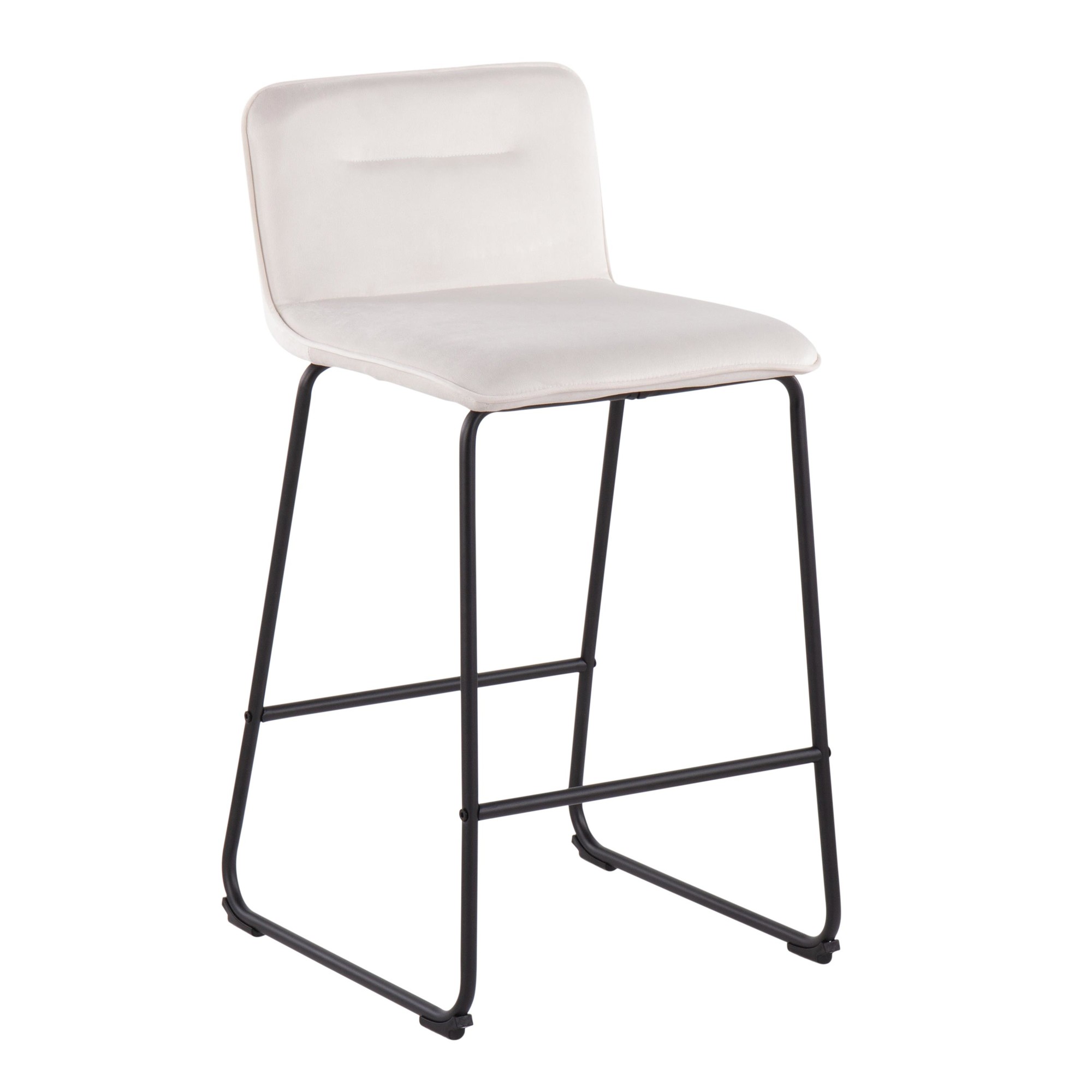 Casper Black Metal Cream Velvet Contemporary Counter Stool (Set of 2) 6 Casper Black Metal Cream Velvet Contemporary Counter Stool (Set of 2) - Image 6