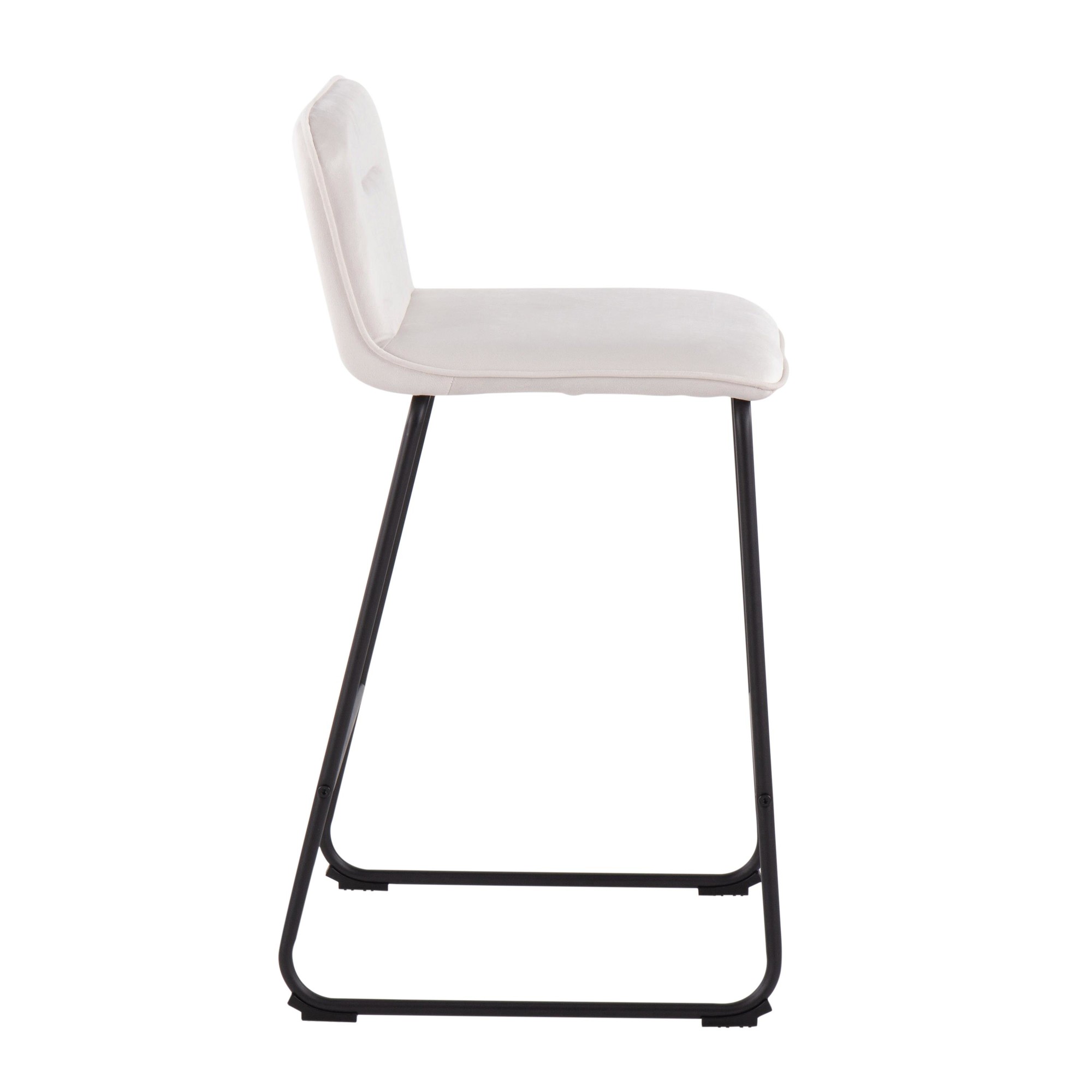Casper Black Metal Cream Velvet Contemporary Counter Stool (Set of 2) 7 Casper Black Metal Cream Velvet Contemporary Counter Stool (Set of 2) - Image 7