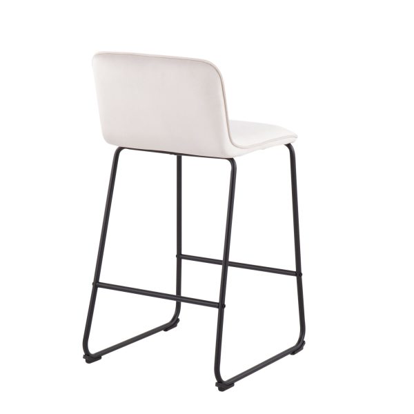 Casper Black Metal Cream Velvet Contemporary Counter Stool Set of 2 7
