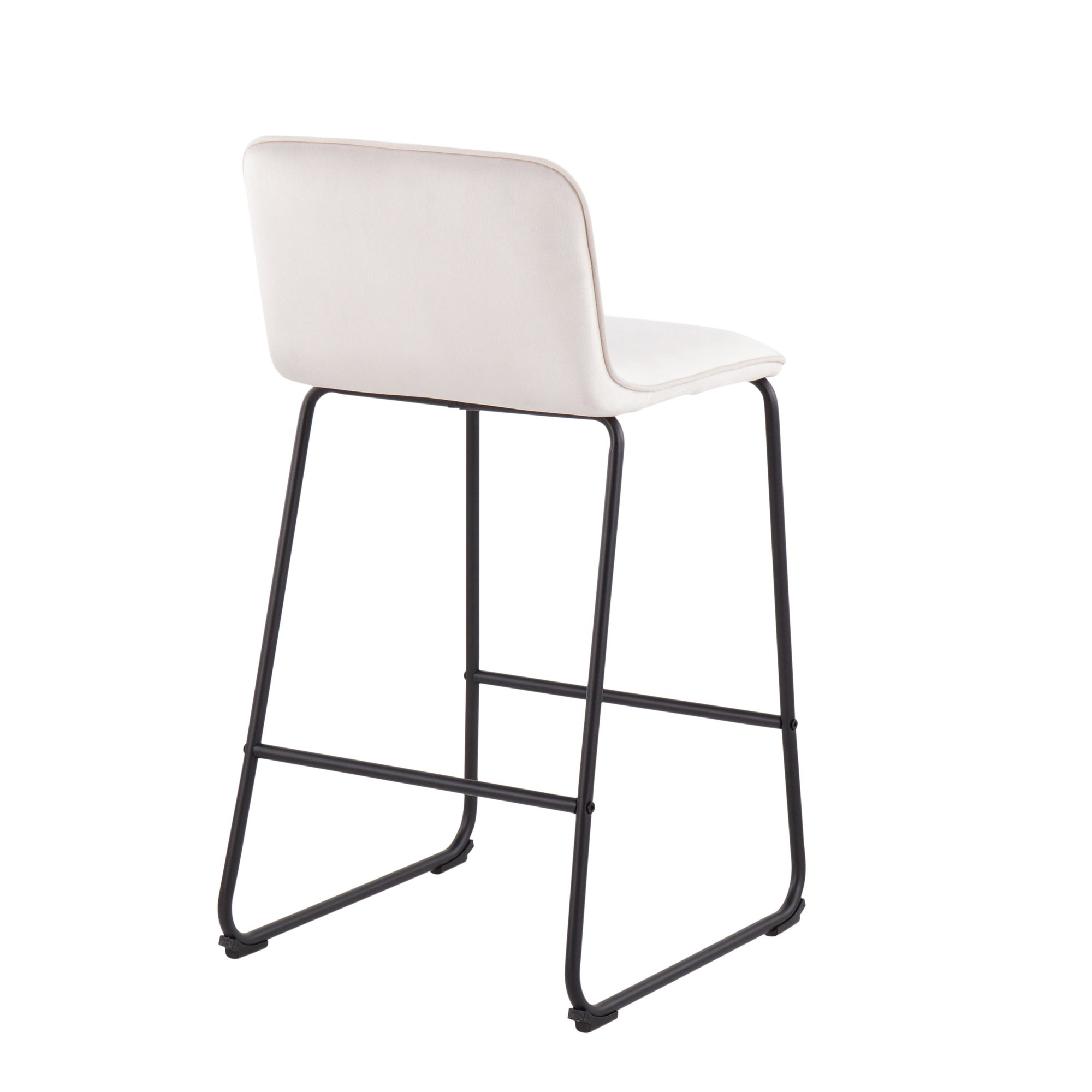 Casper Black Metal Cream Velvet Contemporary Counter Stool (Set of 2) 8 Casper Black Metal Cream Velvet Contemporary Counter Stool (Set of 2) - Image 8