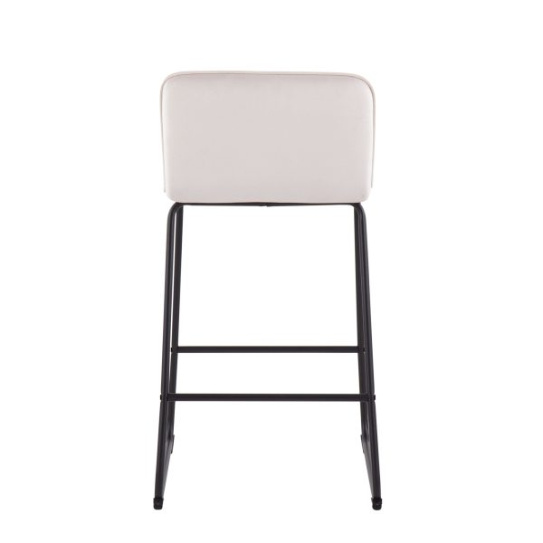 Casper Black Metal Cream Velvet Contemporary Counter Stool Set of 2 8